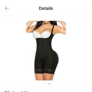 YIANNA Fajas Black Shapewear Bodysuit with Lace Trim- compression garment